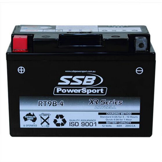 MOTORCYCLE AND POWERSPORTS BATTERY (YT9B-4) AGM 12V 0.8SAH 200CCA BY SSB HIGH PERFORMANCE, , scanz_hi-res