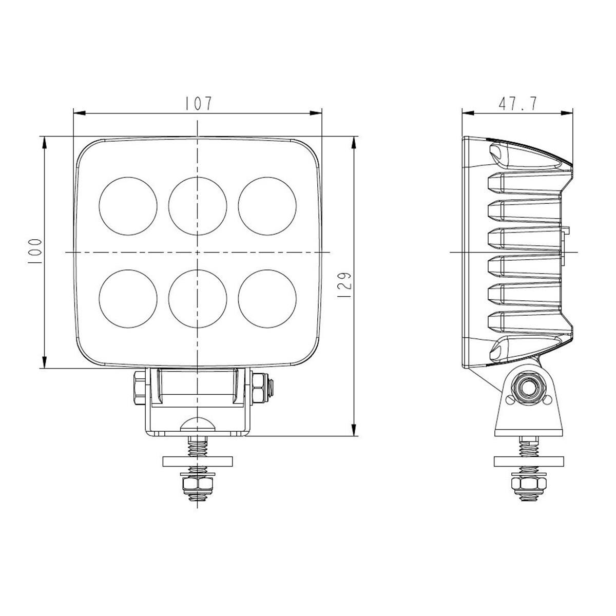 LED SQUARE WORKLAMP FLOOD BEAM 60 Deg 9-36V 24W 24 LEDs BLACK HSNG 2,800 Lmns IP69K, , scanz_hi-res
