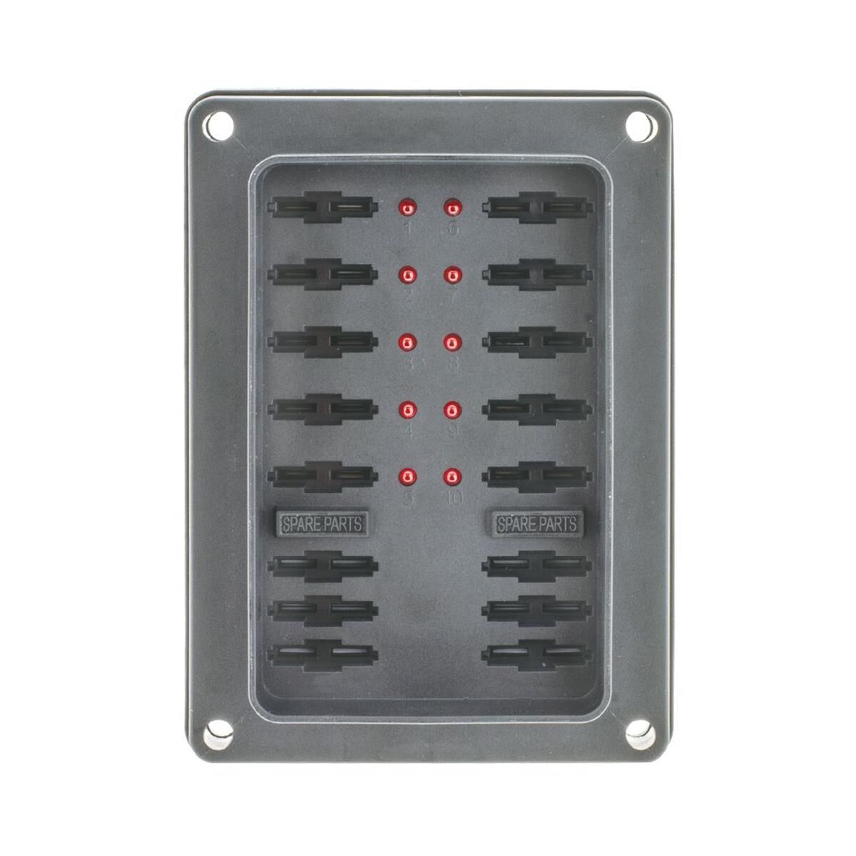 10 WAY FUSE BOX W/PROOF ATS STANDARD BLADE CLIP COVER LED **REPLACES 54445BL **, , scanz_hi-res