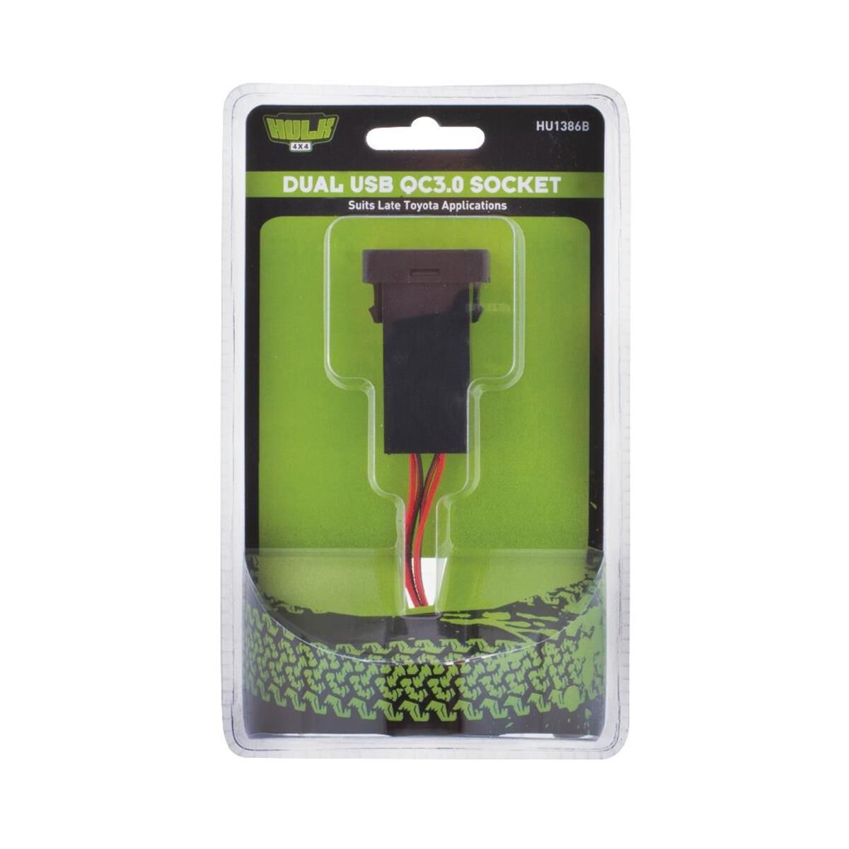 DUAL USB SOCKET QC3 OE RPL T/S LATE TOYOTA BLUE LED  33 x 22mm            HULK 4x4, , scanz_hi-res