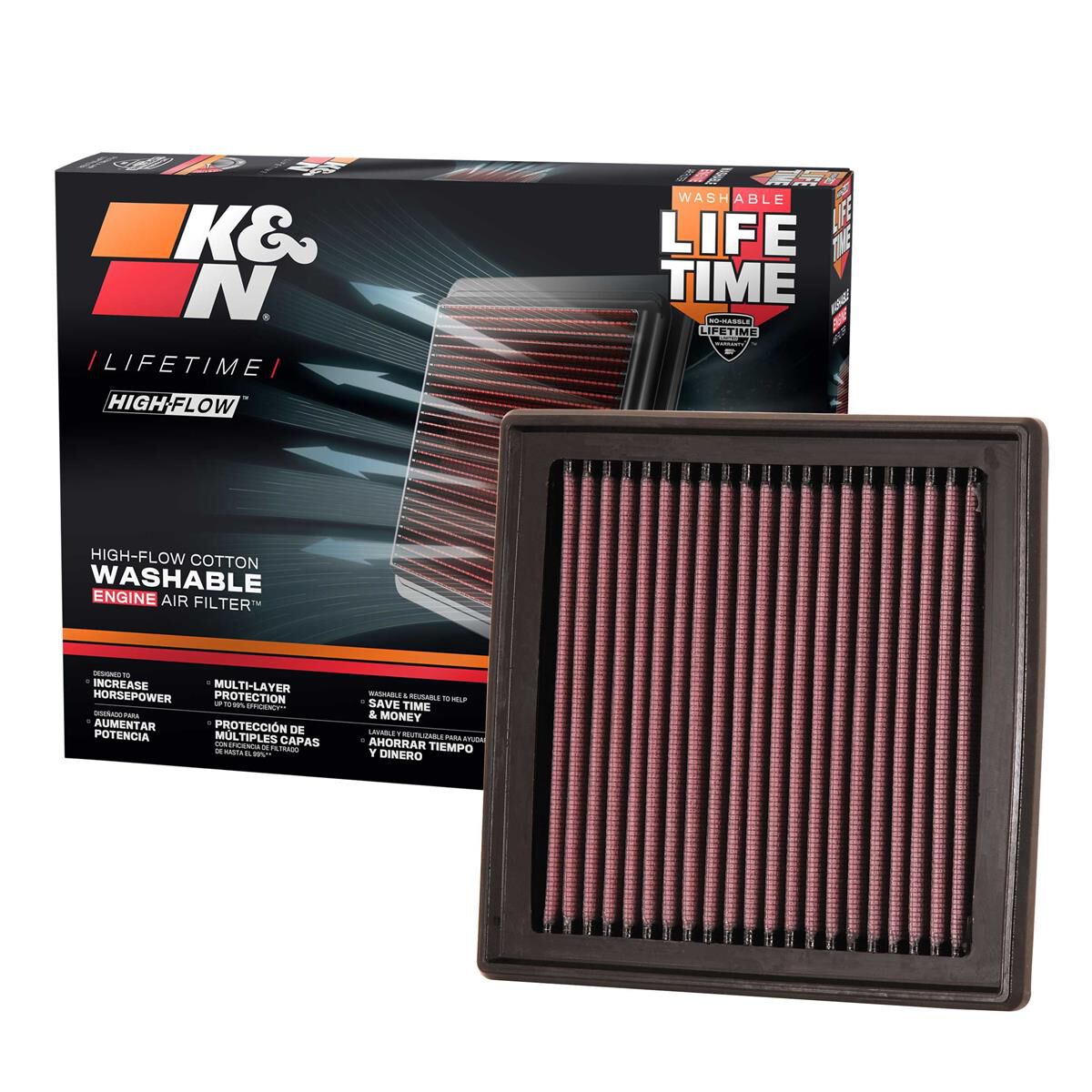 K&N HI-FLOW AIR FILTER - REUSABLE, , scanz_hi-res
