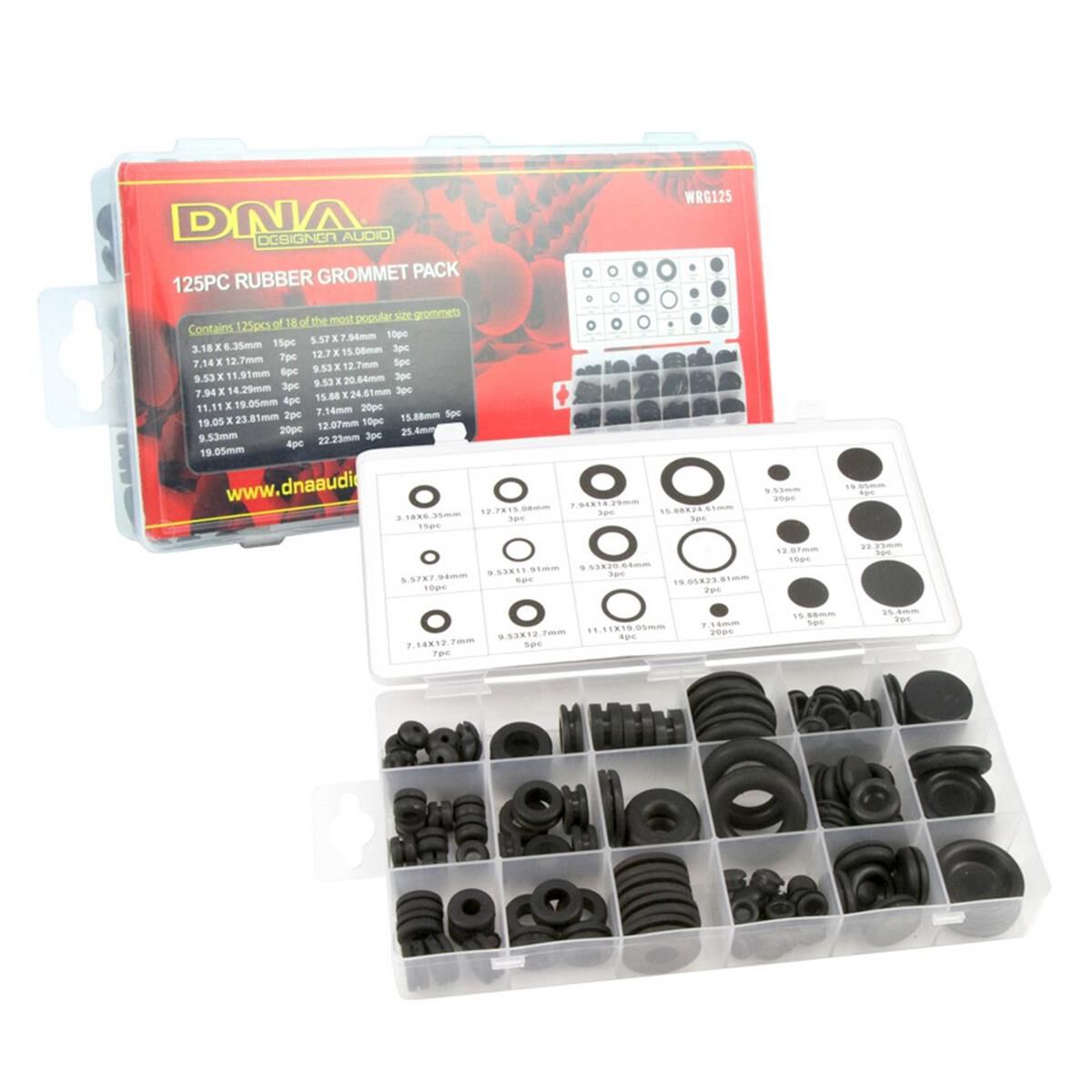 RUBBER GROMMET 18X MIXED SIZES WIT /WITHOUT HOLES (125 BOXED PACK), , scanz_hi-res