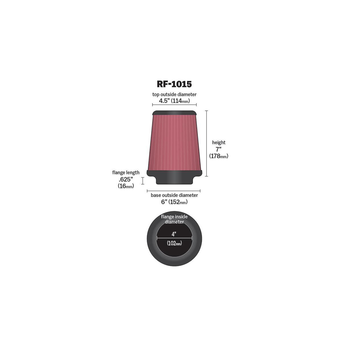 RF-1015 K&N UNIVERSAL CLAMP-ON AIR FILTER, , scanz_hi-res