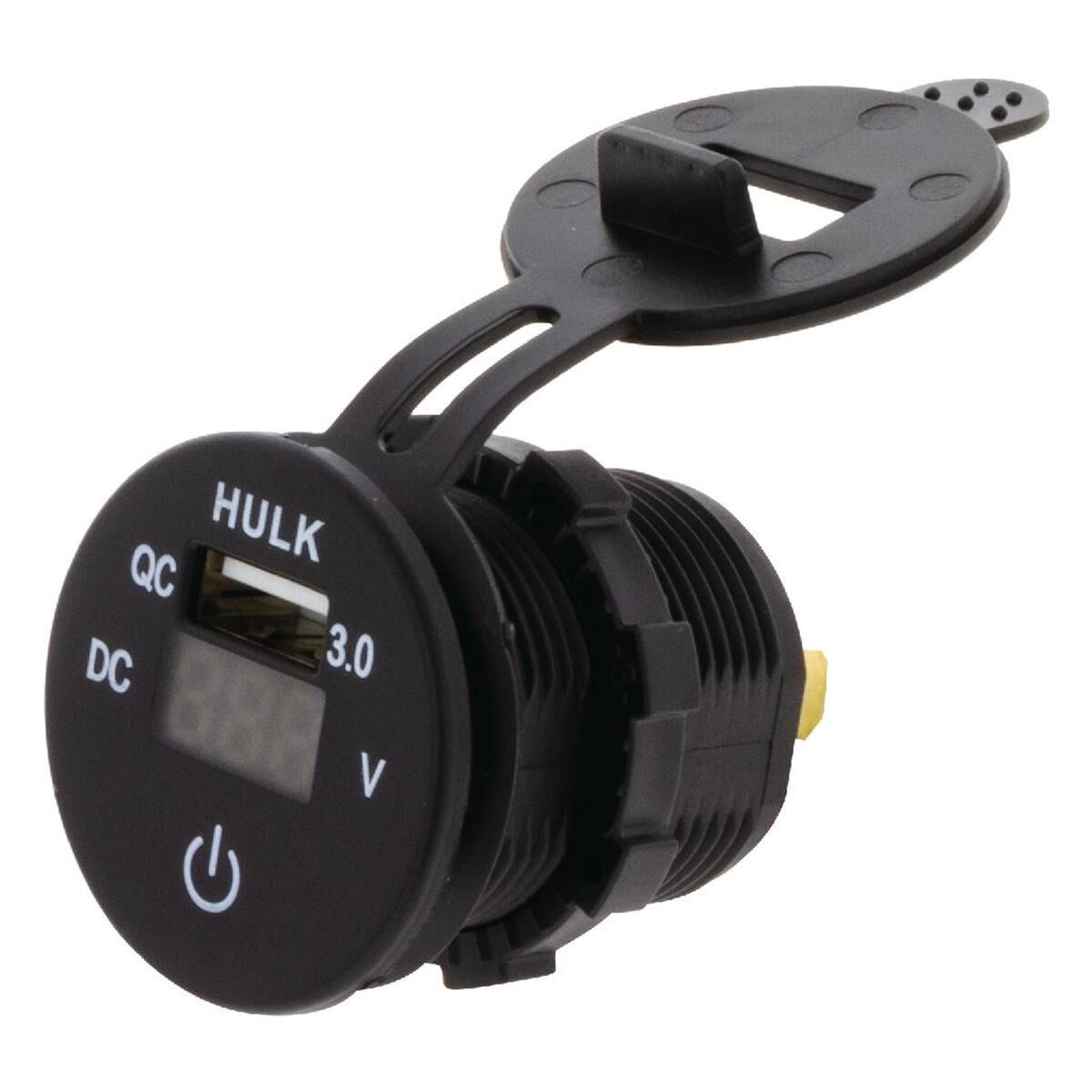 VOLTMETER 6-30V WITH QC3 USB & TOUCH SWITCH BLUE LED                       HULK 4x4, , scanz_hi-res