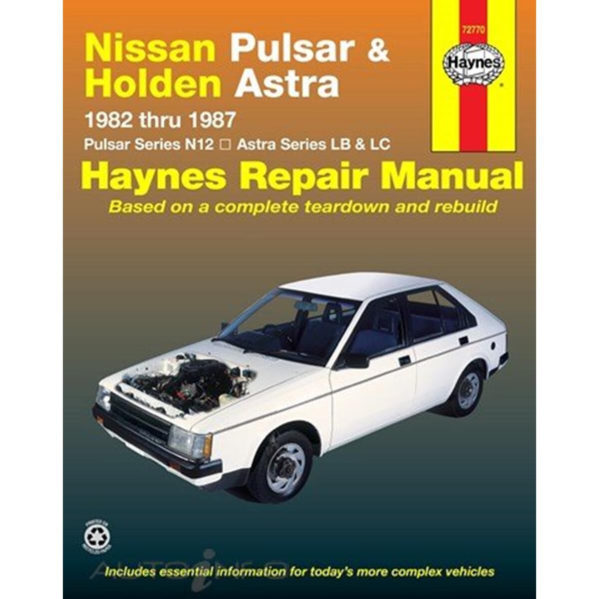 Haynes Repair Manual Nissan Pulsar 1982 87 Holden Astra