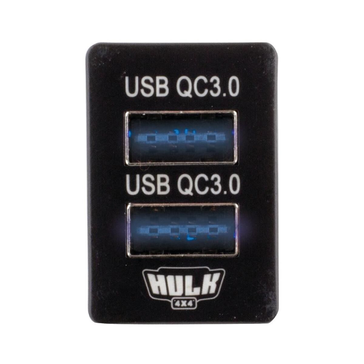 DUAL USB SOCKET QC3 OE RPL T/S LATE TOYOTA BLUE LED  33 x 22mm            HULK 4x4, , scanz_hi-res