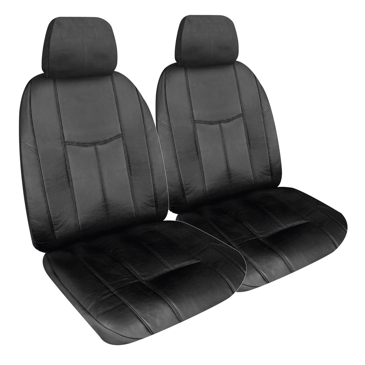 Empire Leather Look Ready Made Seat Covers - Front, Black, Suits ...