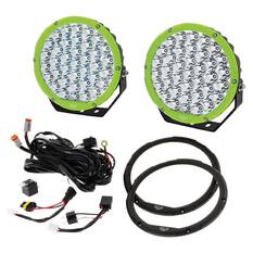 PKT 2 9" RND LED DRIVING LAMP KIT 9-36V 160W 37 LEDs GREEN & BLACK 15,600Lmns, , scanz_hi-res