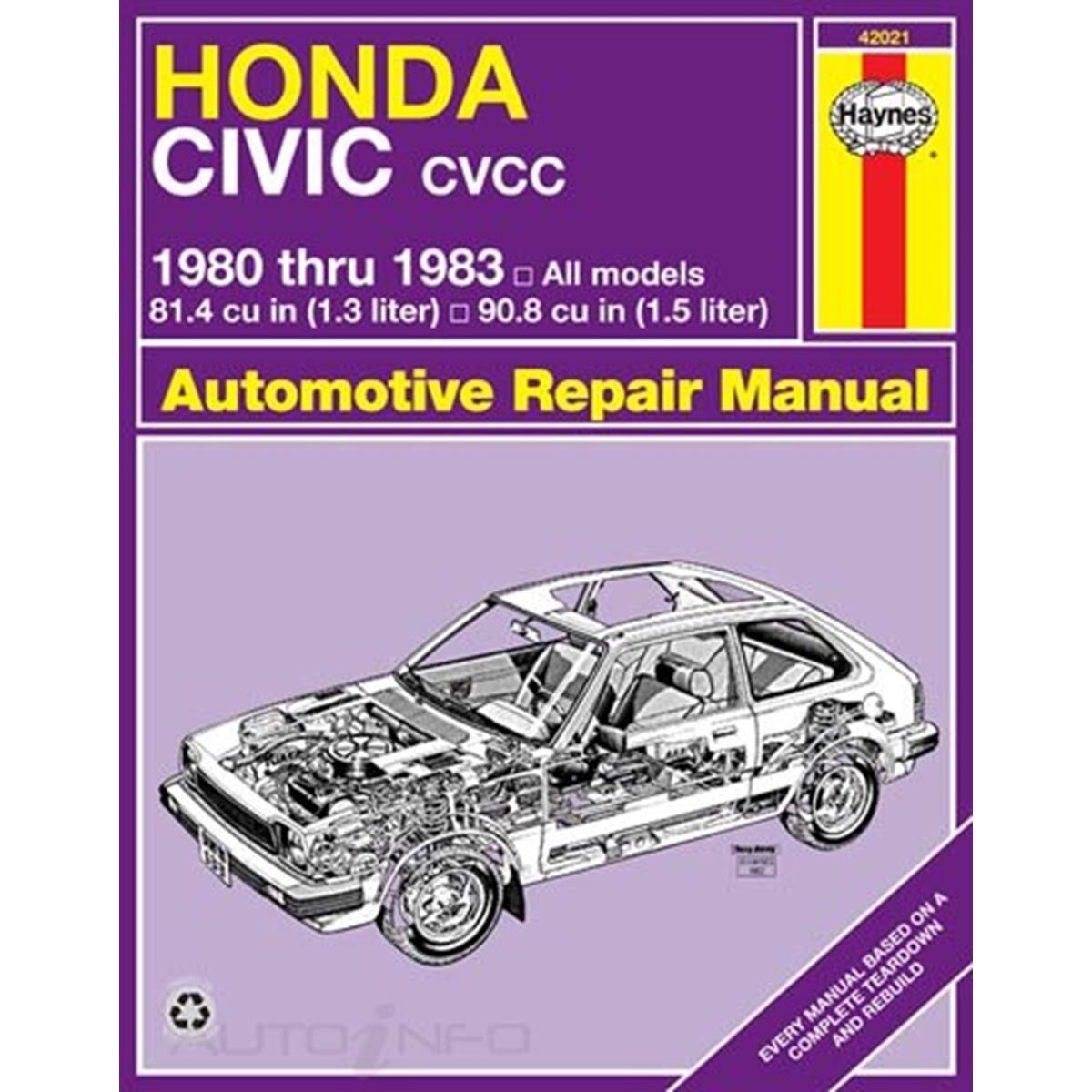 HONDA CIVIC CVCC HAYNES REPAIR MANUAL COVERING 1980 THRU 1983 MODELS, , scanz_hi-res