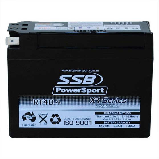 MOTORCYCLE AND POWERSPORTS BATTERY (YT4B-BS) AGM 12V 0.2AH 85CCA SSB HIGH PERFORMANCE, , scanz_hi-res