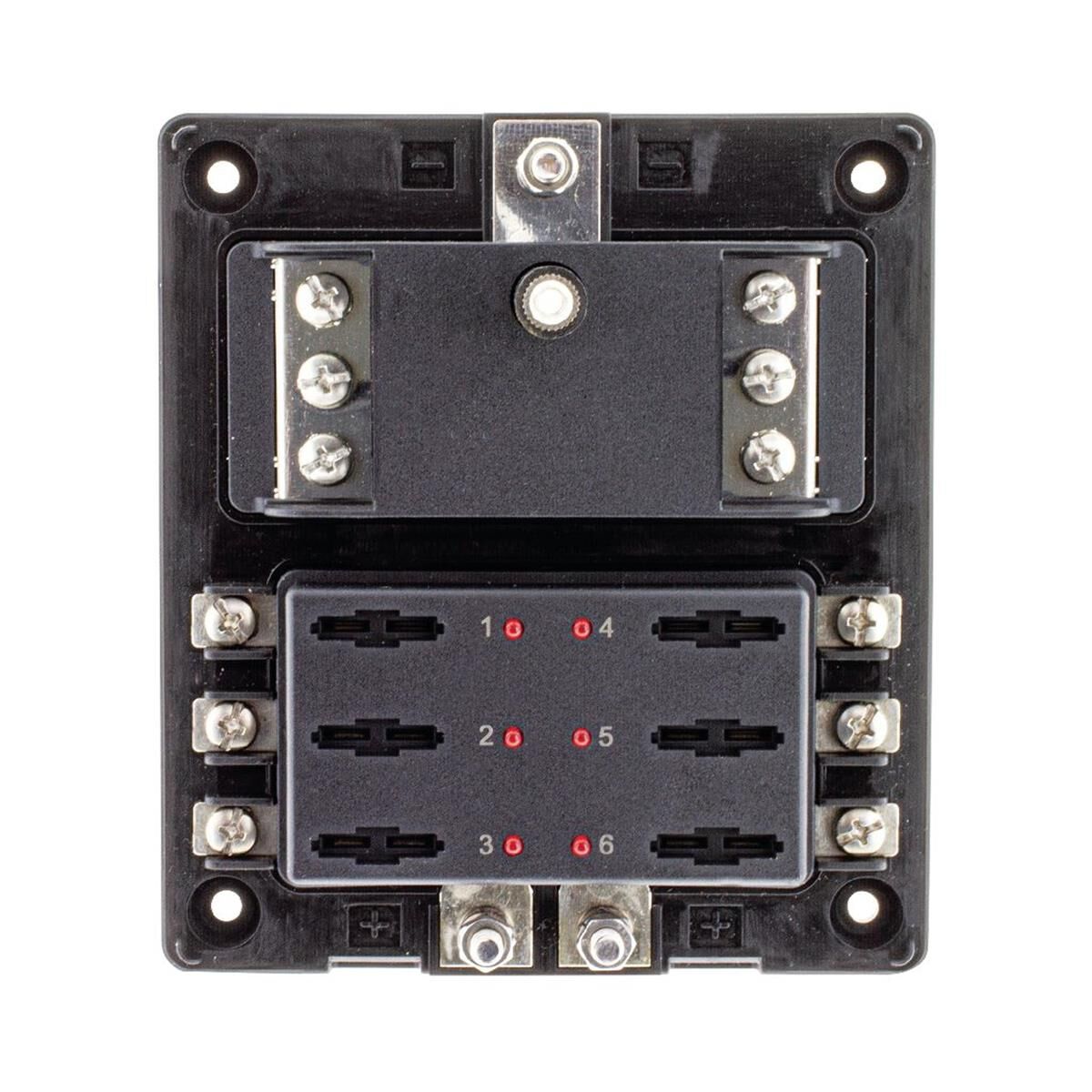 6 WAY FUSE BOX ATS STANDARD BLADE FUSE BUS BAR & LED FAULT * REPLACES 54446BL *, , scanz_hi-res