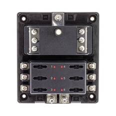 6 WAY FUSE BOX ATS STANDARD BLADE FUSE BUS BAR & LED FAULT * REPLACES 54446BL *, , scanz_hi-res