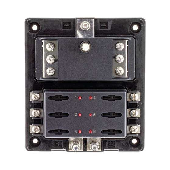 6 WAY FUSE BOX ATS STANDARD BLADE FUSE BUS BAR & LED FAULT * REPLACES 54446BL *, , scanz_hi-res