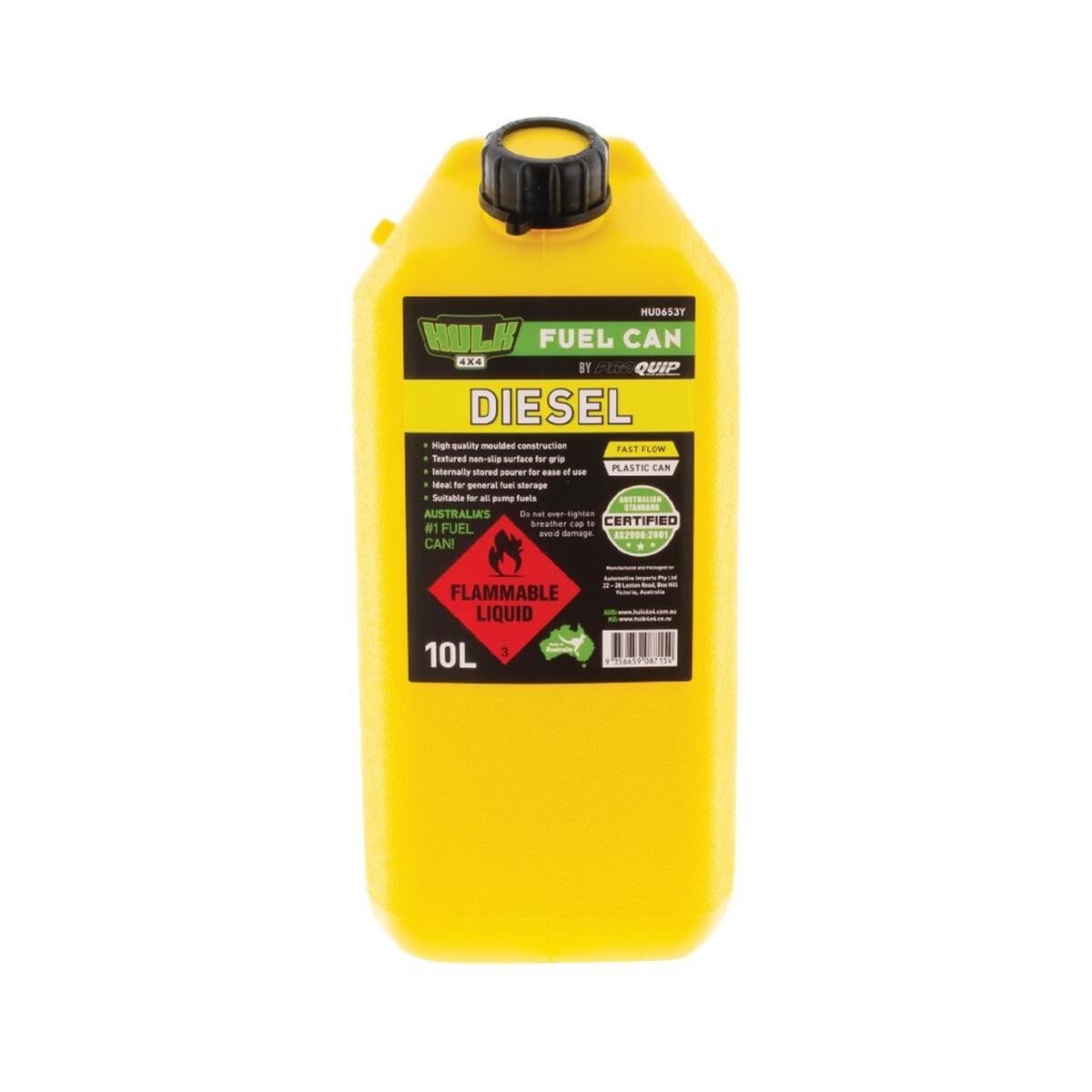 FAST FLOW PLASTIC FUEL CAN 10LT DIESEL YELLOW, , scanz_hi-res