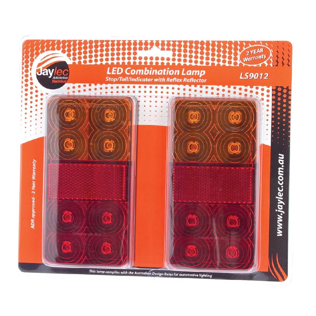 PKT 2 LED STOP/TAIL/INDICATOR LAMP 12V WITH REFLEX REFLECTOR 150 x 80 x 24mm, , scanz_hi-res