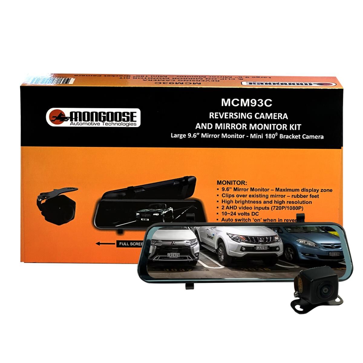 MONGOOSE 9.6" CLIP ON MIRROR - FULL HD - CLIP ON MIRROR MONITOR AND CAMERA KIT, , scanz_hi-res