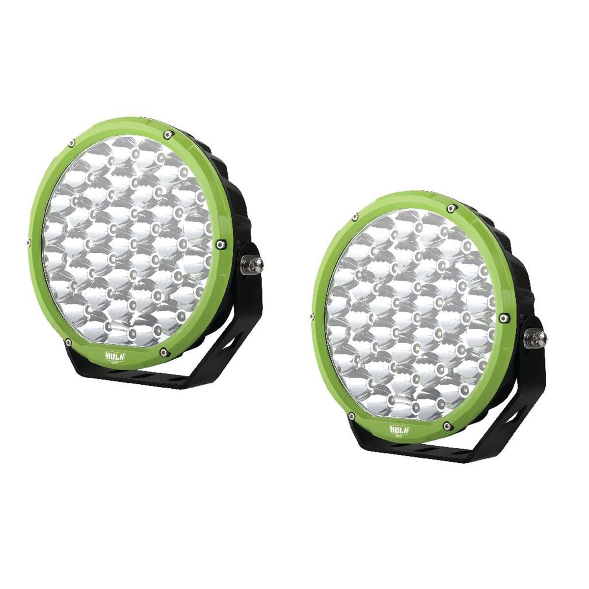 PKT 2 9" RND LED DRIVING LAMP KIT 9-36V 160W 37 LEDs GREEN & BLACK 15,600Lmns, , scanz_hi-res