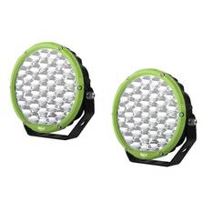 PKT 2 9" RND LED DRIVING LAMP KIT 9-36V 160W 37 LEDs GREEN & BLACK 15,600Lmns, , scanz_hi-res