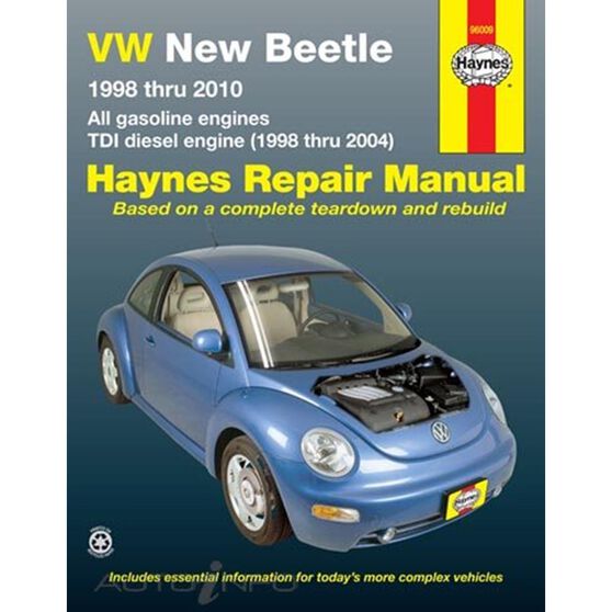 VW NEW BEETLE HAYNES REPAIR MANUAL FOR 1998 THRU 2010 COVERING 1.8 AND 2.0L GASOLINE ENGINES AND 1.9L TDI DIESEL ENGINE FOR 1998 THRU 2004 (DOES NOT INCLUDE INFORMATION SPECIFIC TO 2004 AND LATER MODELS WITH THE 1.9L TDI-PD DIESEL ENGINE), , scanz_hi-res