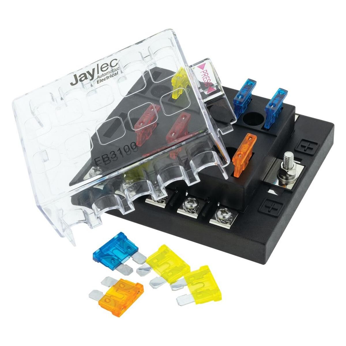 10 WAY STD FUSE/DISTRIBUTION BOX T/S ATS BLADE FUSES JAYLEC, , scanz_hi-res