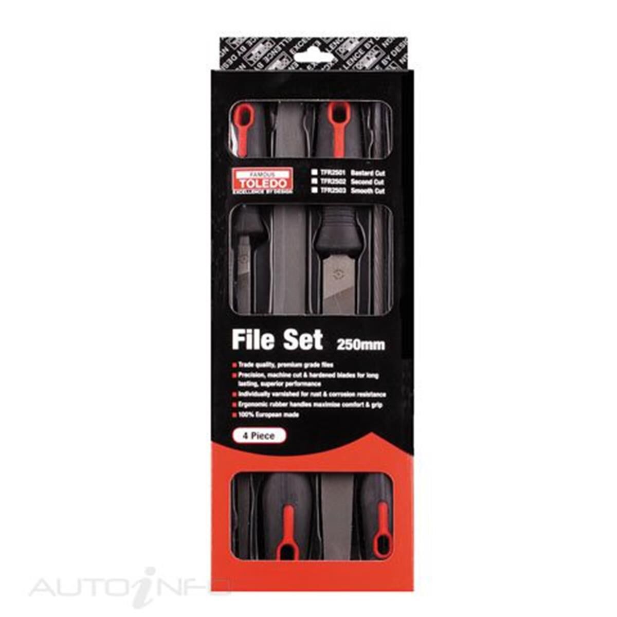 TOLEDO FILE SET 2ND CUT 250MM 4PC, , scanz_hi-res