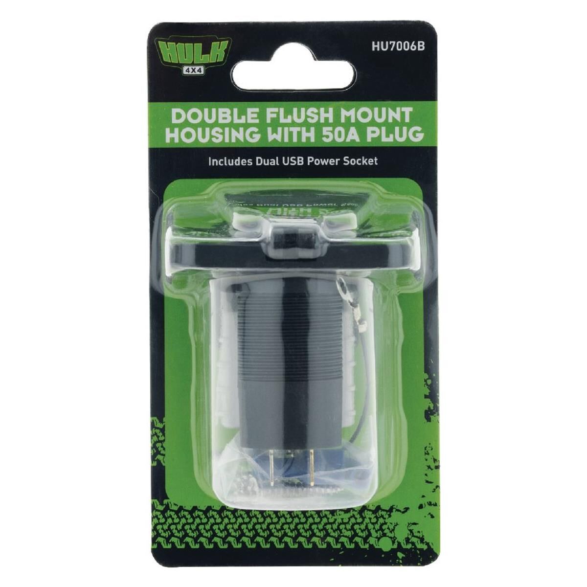 DOUBLE FLUSH MOUNT HOUSING 50amp ANDERSON STYLE PLUG & USB SOCKET BLU LED, , scanz_hi-res