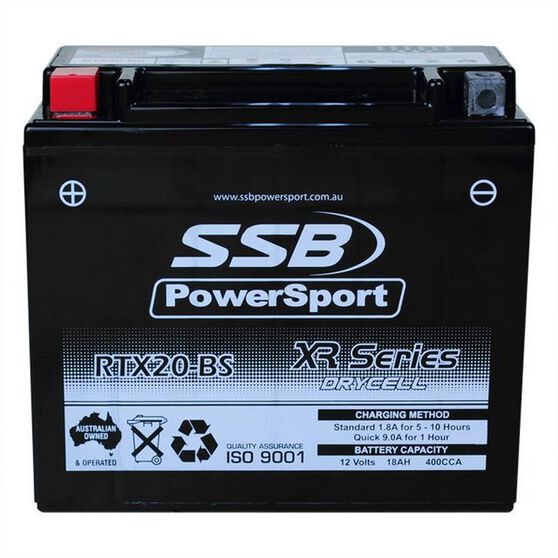 MOTORCYCLE AND POWERSPORTS BATTERY (YTX20-BS) AGM 12V 18AH 400CCA BY SSB HIGH PERFORMANCE, , scanz_hi-res
