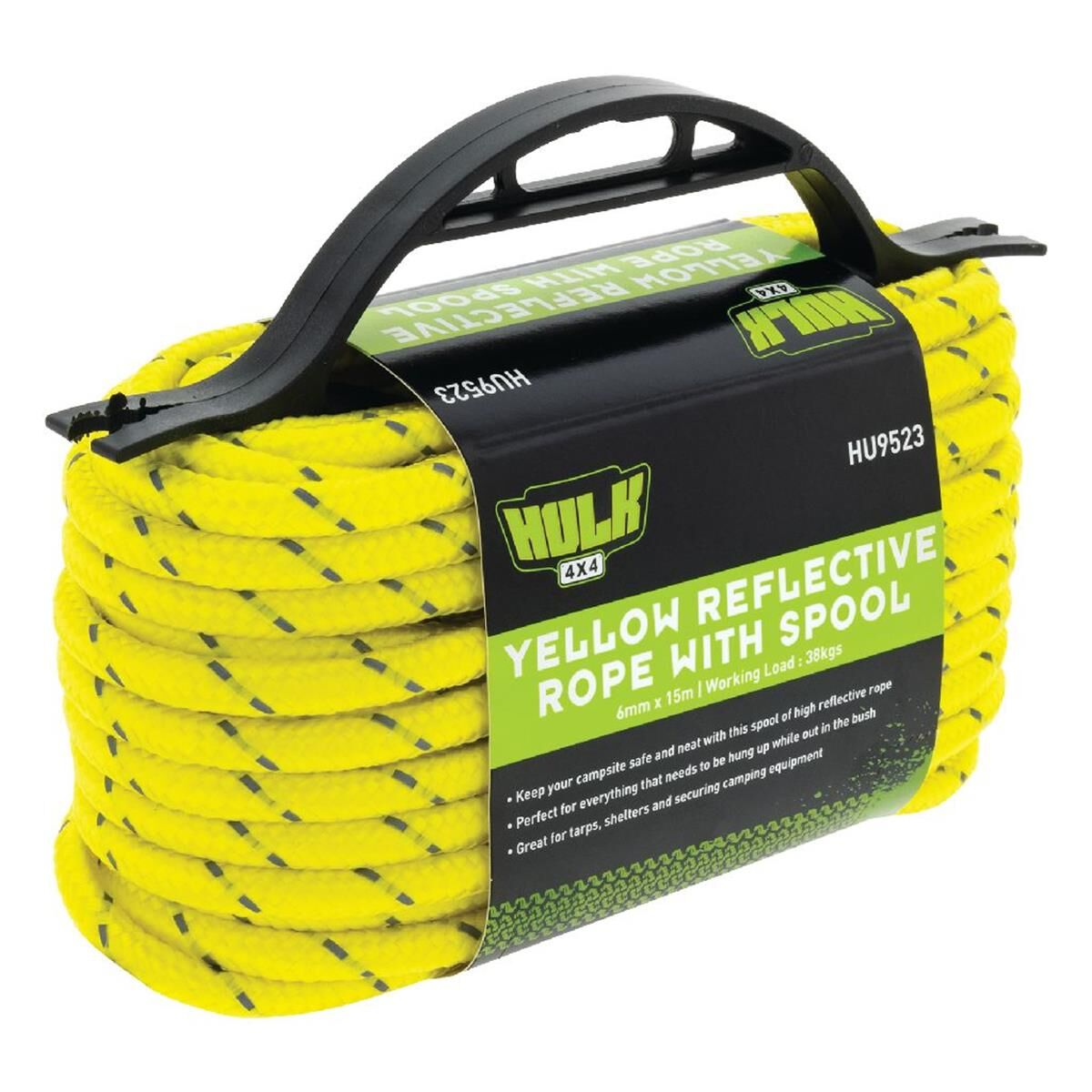 6MM*15M REFLECTIVE ROPE YELLOW WITH HIGH VIS WEAVE 38KGS WORKING LOAD, , scanz_hi-res