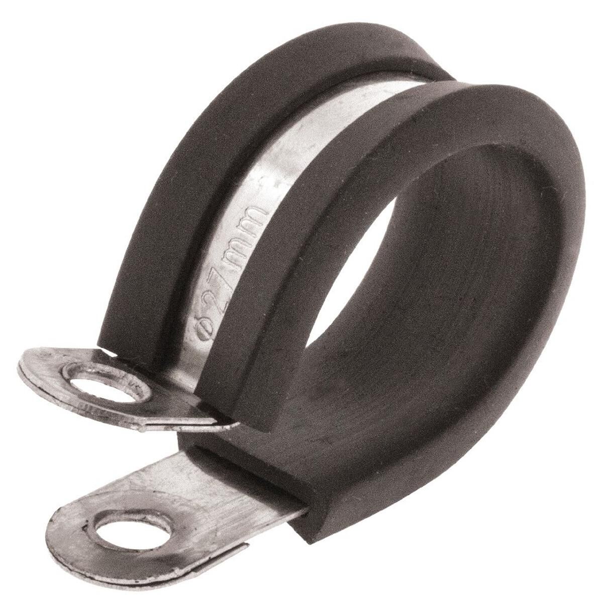 PKT 10 P CLIP 27mm STAINLESS STEEL WITH RUBBER INSERT REINFORCED MOUNTING JAYLEC, , scanz_hi-res