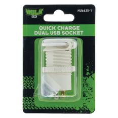 DUAL USB WHITE SOCKET PORT 1 2.4A PORT 2: QC3.0 NON LED, , scanz_hi-res