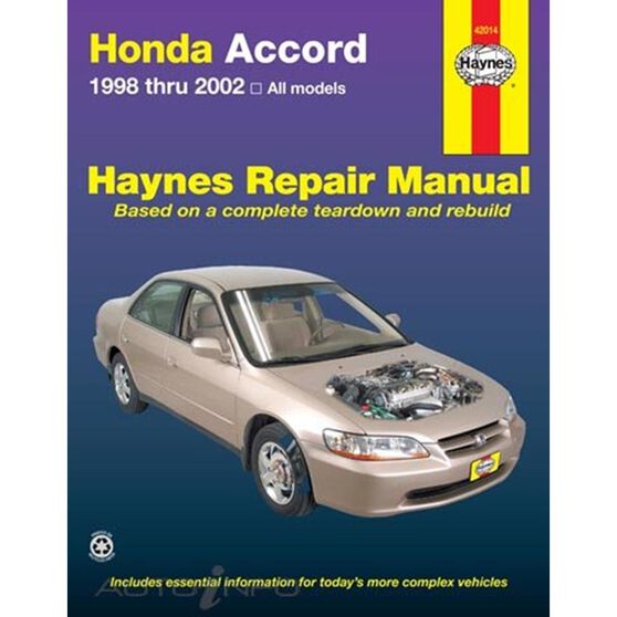 HONDA ACCORD HAYNES REPAIR MANUAL COVERING ALL MODELS FOR 1998 THRU 2002, , scanz_hi-res
