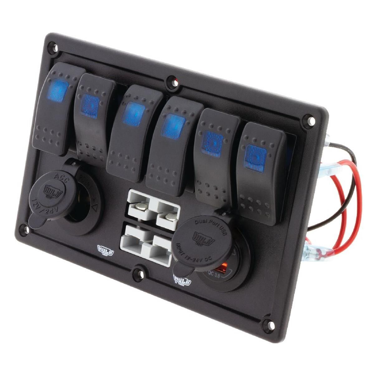 6 WAY SWITCH PANEL WITH 50A PLUGS ACC POWER SOCKET & USB, , scanz_hi-res