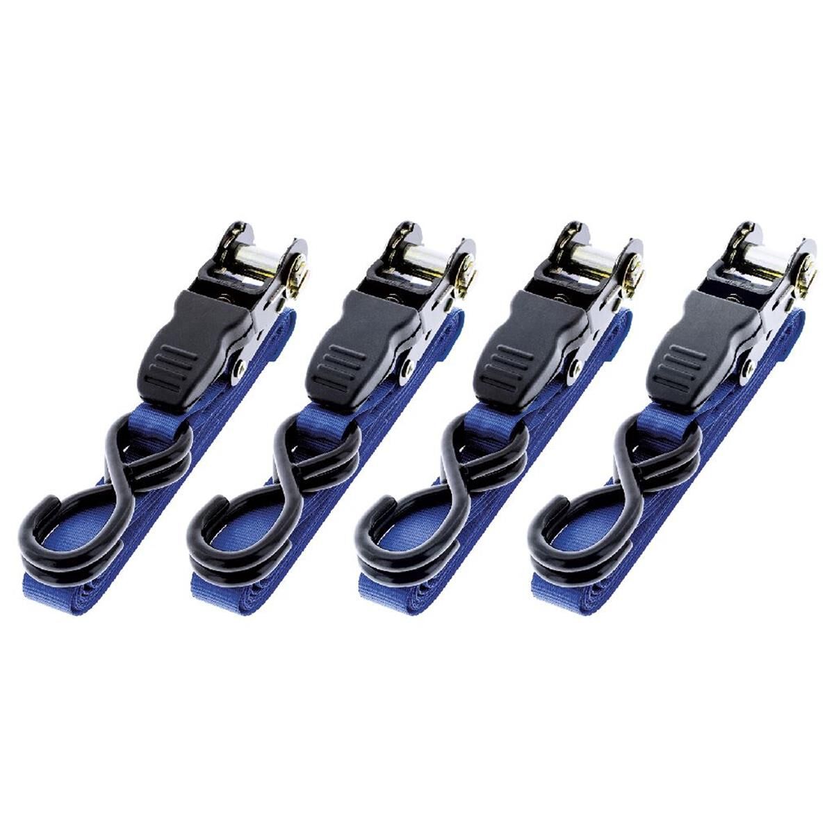 QTY 4 HD RATCHET TIEDOWN 4.5m 270kg LASHING 25mm BLUE  HULK 4x4, , scanz_hi-res