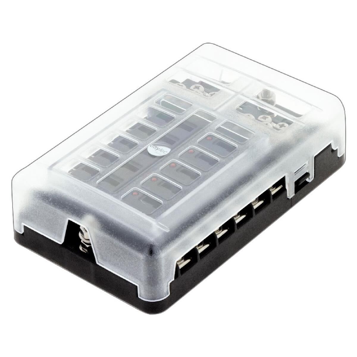 12 WAY BLADE FUSE/DISTRIBUTION BOX WITH RED LEDS JAYLEC, , scanz_hi-res