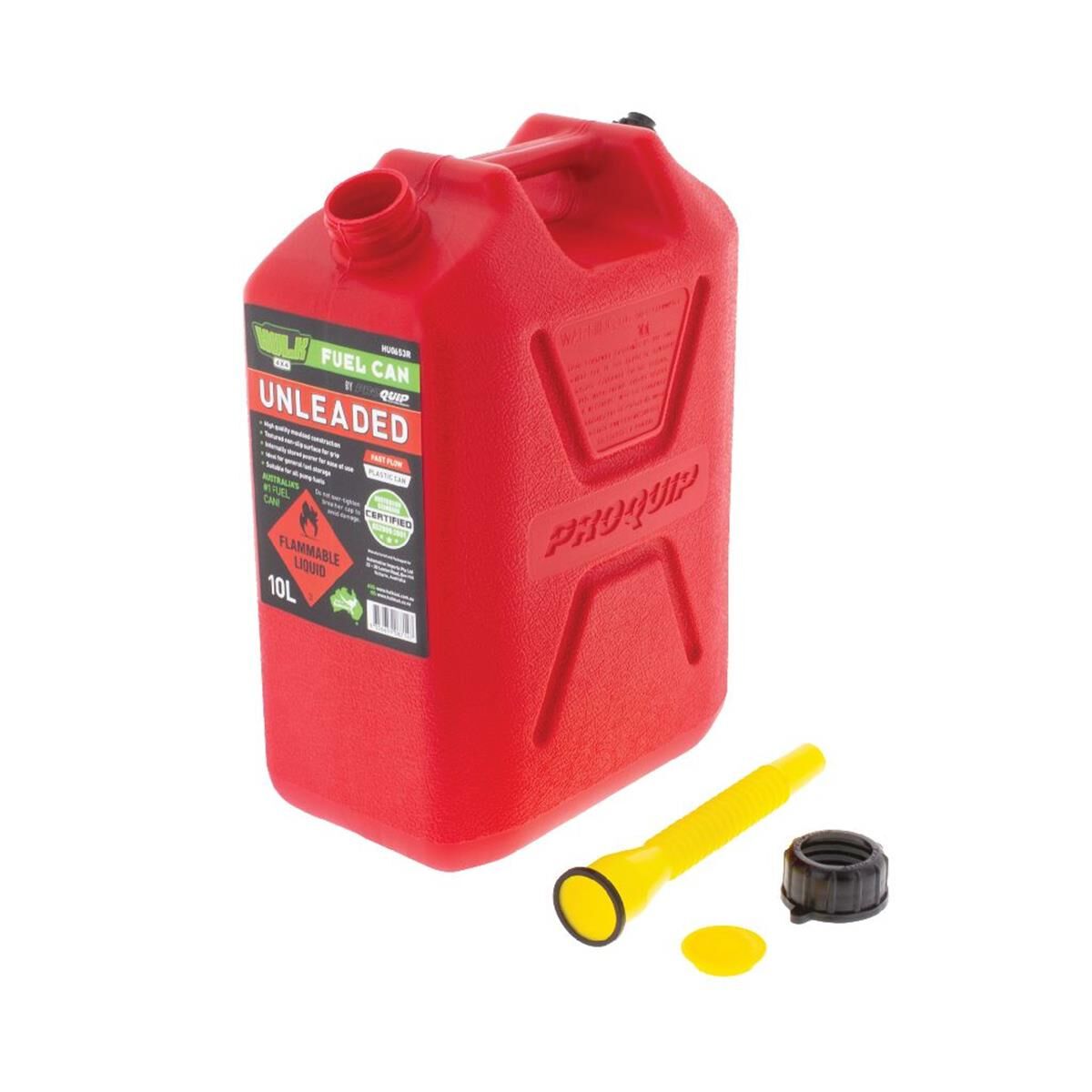 FAST FLOW PLASTIC FUEL CAN 10LT UNLEADED RED, , scanz_hi-res