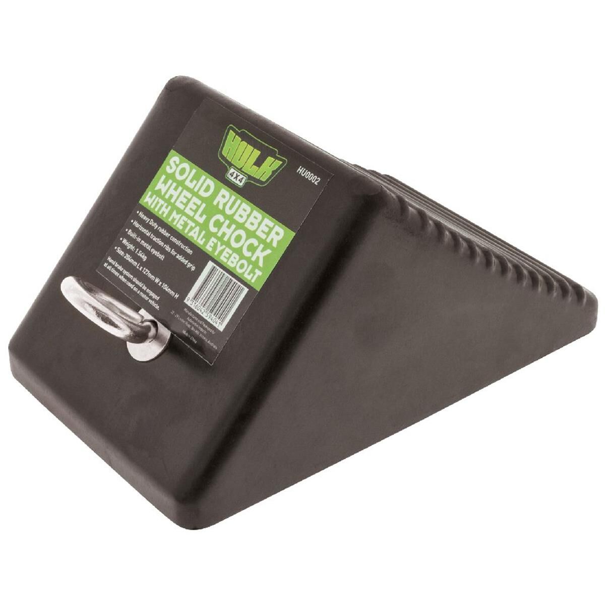 HULK RUBBER WHEEL CHOCK W/RING 204L X 127W X 104H WEIGHT 1.54 KG, , scanz_hi-res