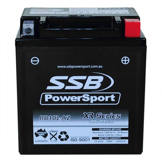 MOTORCYCLE AND POWERSPORTS BATTERY (YB10L-A2) AGM 12V 10AH 235CCA BY SSB HIGH PERFORMANCE, , scanz_hi-res