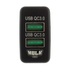 DUAL USB SOCKET QC3 OE RPL T/S EARLY TOYOTA GREEN LED 40 x 22mm, , scanz_hi-res