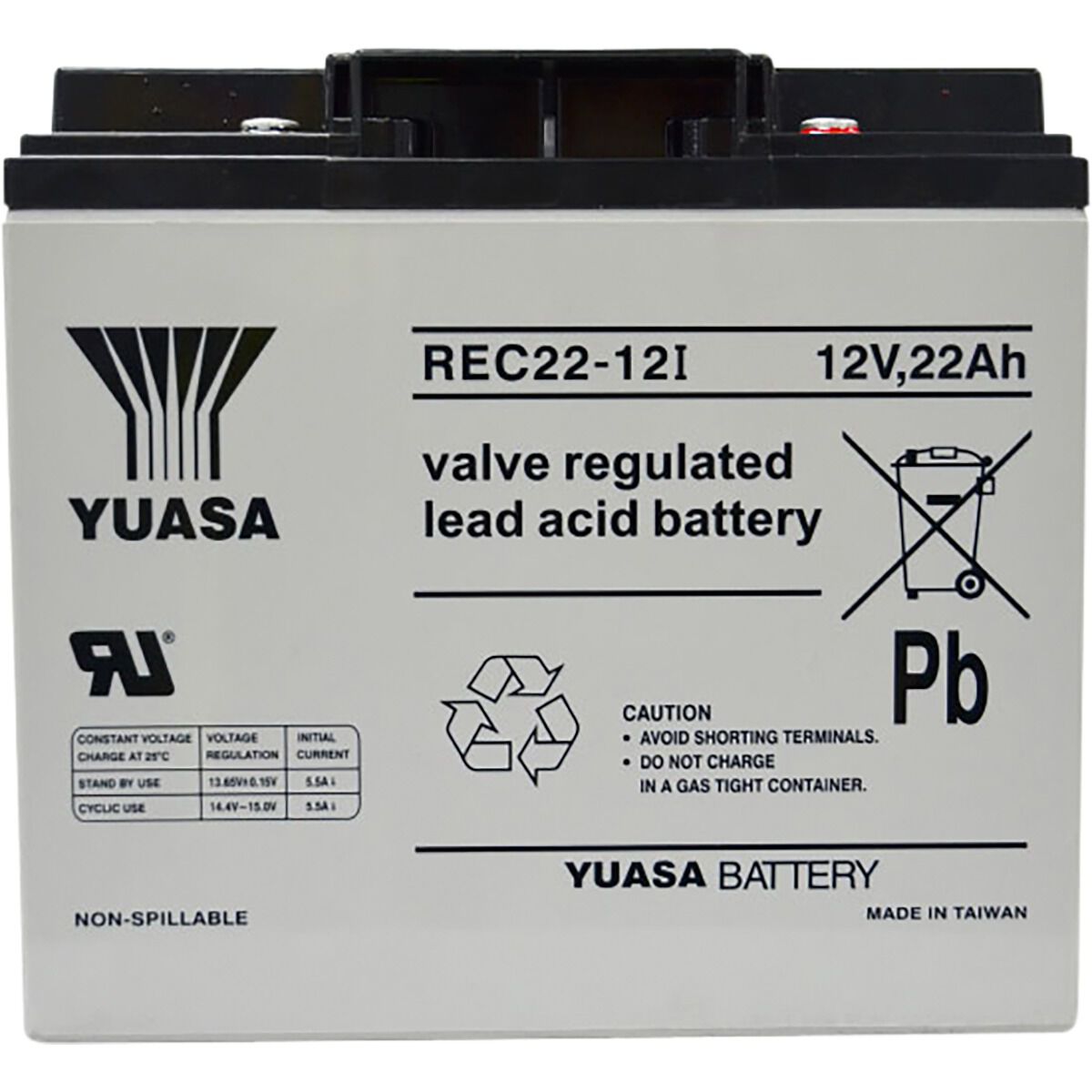 REC22-12 Yuasa AGM Deep Cycle Battery, , scanz_hi-res