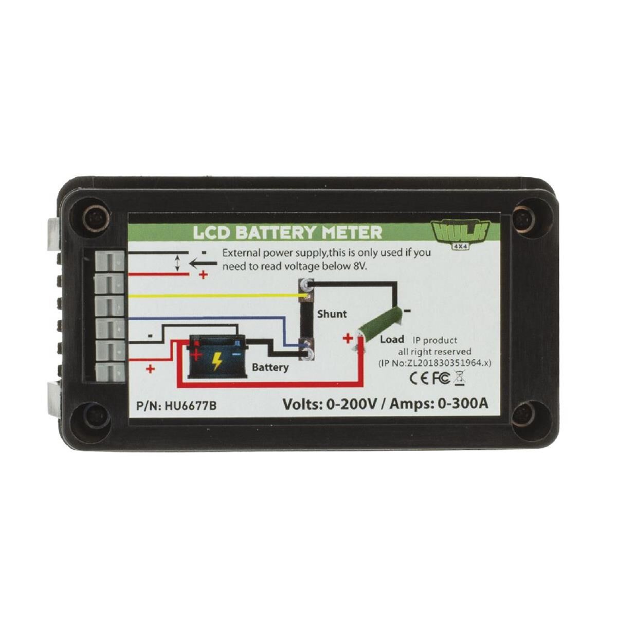 LCD BATTERY METER 200V 300amp DISCHARGE AMP CAPACITY ENERGY WITH SHUNT, , scanz_hi-res