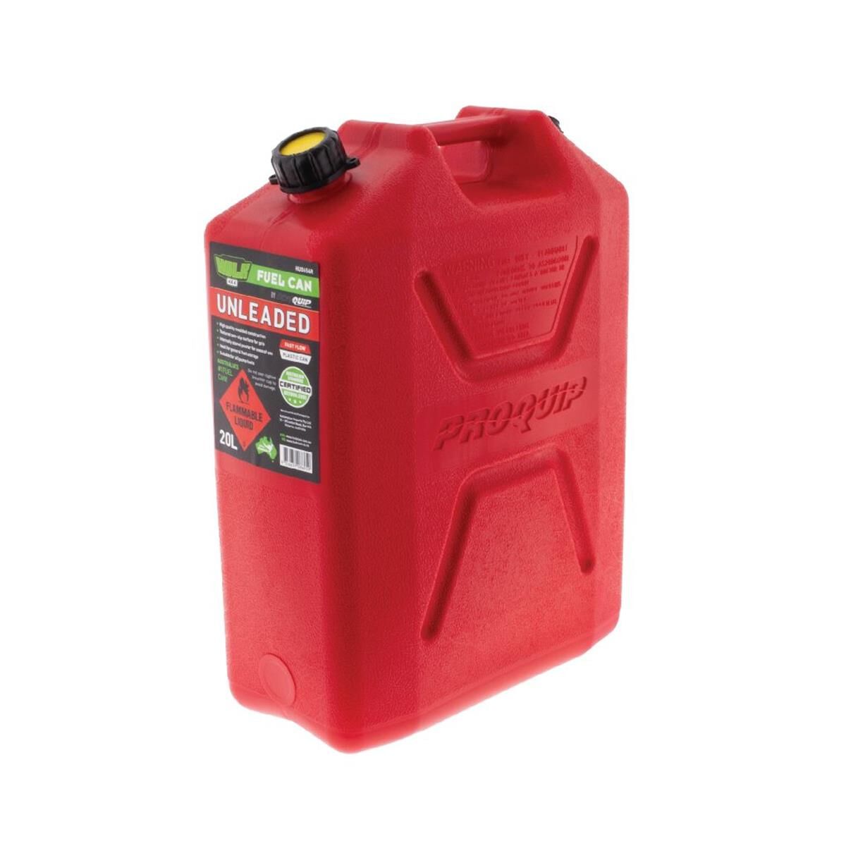 FAST FLOW PLASTIC FUEL CAN 20LT UNLEADED RED, , scanz_hi-res