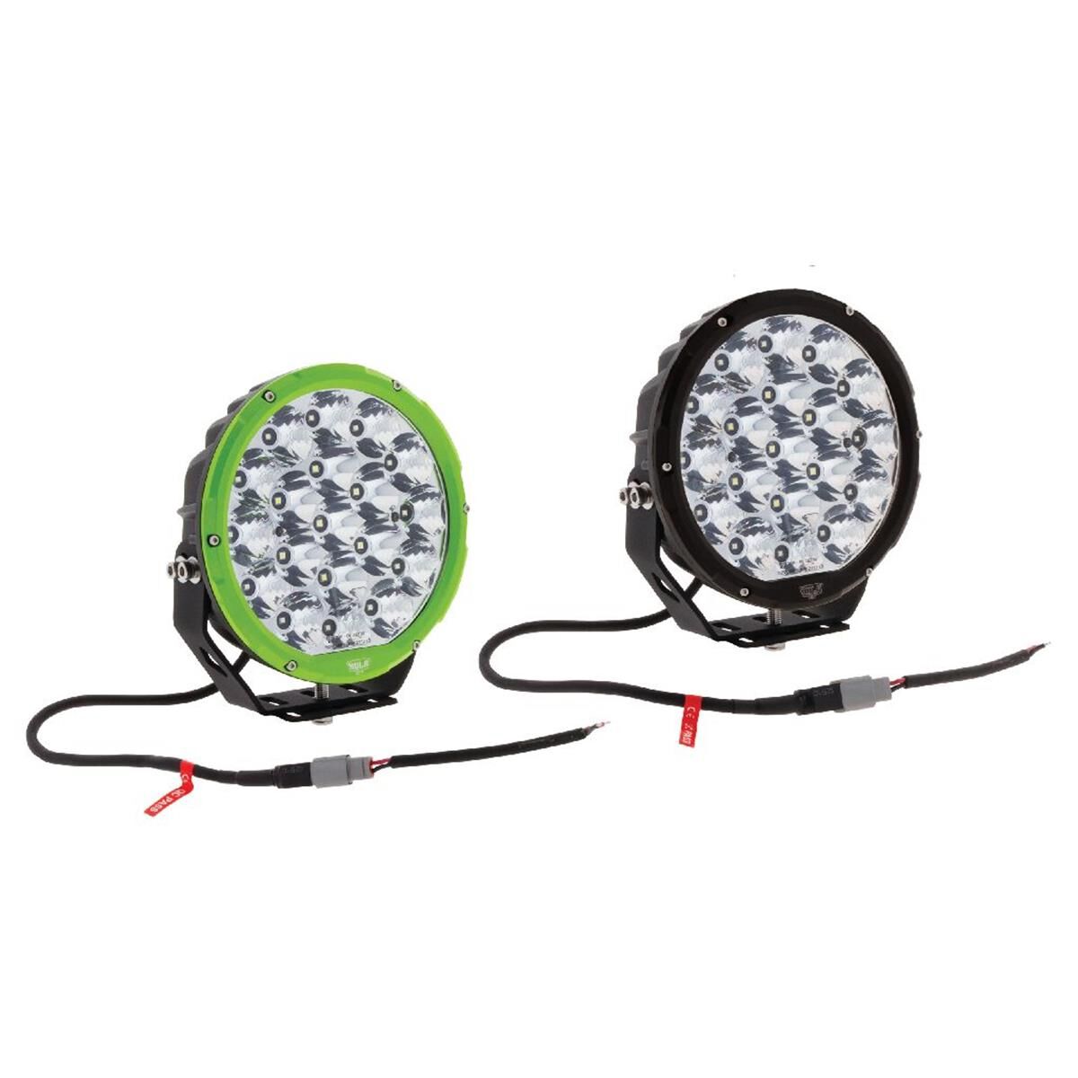 PKT 2 7" RND LED DRIVING LAMP KIT 9-36V 106W 19 LEDs GREEN & BLACK 11,000Lmns, , scanz_hi-res