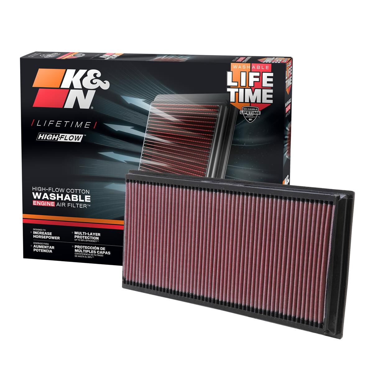 K&N HI-FLOW AIR FILTER - REUSABLE, , scanz_hi-res