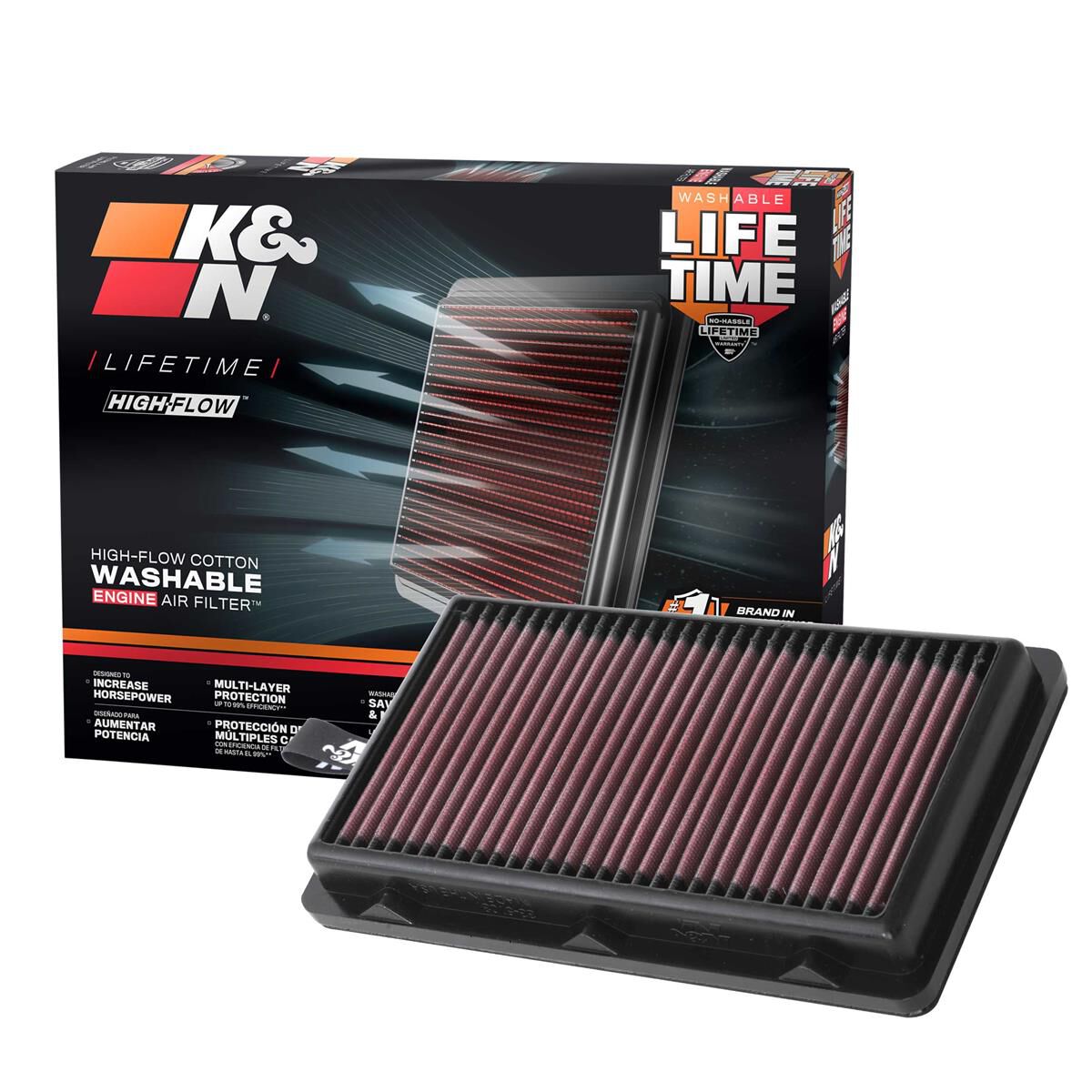 thumbnail image 2 of K&N 33-2392 Panel Air Filter – High Performance, Washable, Pre-Oiled, Made In USA 2 of 2