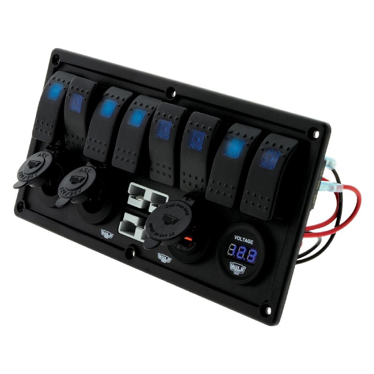 8 WAY SWITCH PANEL WITH 50A PLUGS ACC POWER SOCKETS & USB VOLTMETER, , scanz_hi-res