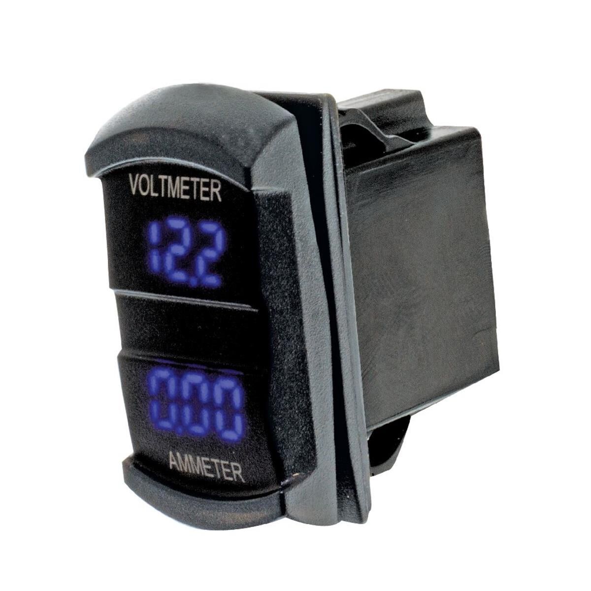 SWITCH SIZE VOLTMETER & AMMETER 5-30v & 0-10a BLUE LED                       HULK 4x4, , scanz_hi-res
