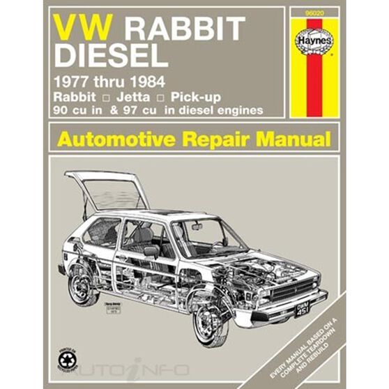 VW RABBIT, JETTA & PICK-UP HAYNES REPAIR MANUAL FOR 1977 THRU 1984 MODELS WITH 90 AND 97 CU IN DIESEL ENGINES. DOES NOT INCLUDE INFORMATION SPECIFIC TO GASOLINE ENGINES., , scanz_hi-res