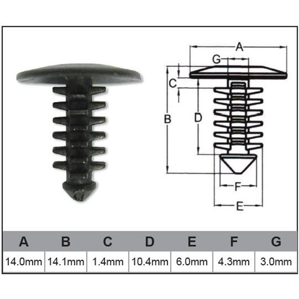 PKT 10 AUTOMOTIVE FASTENER UNIVERSAL BLACK PLASTIC  JAYLEC, , scanz_hi-res