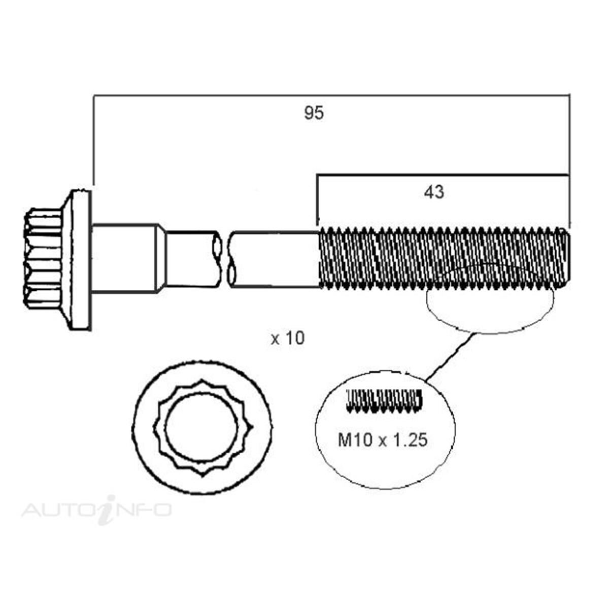 HEAD BOLT SET MITSUBISHI 4G9#, , scanz_hi-res