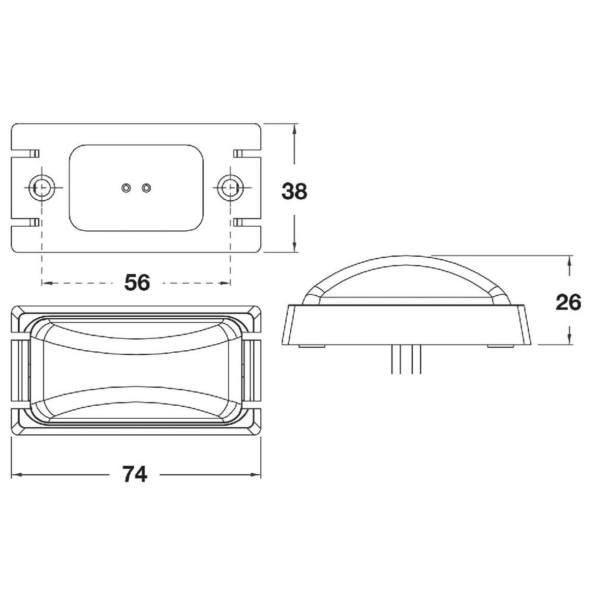 LED SIDE MARKER LAMP RED/AMBER 12/24V BLACK BASE 74 x 38 x 26mm, , scanz_hi-res